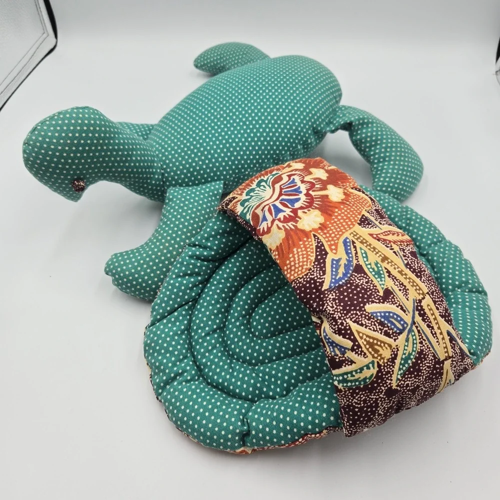 Vtg Handmade Sea Turtle Plush Toy Quilted Removable Shell‎ Cottagecore Country